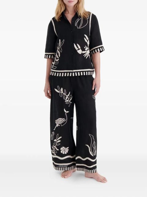 ERES Crab embroidered short-sleeve shirt - Black