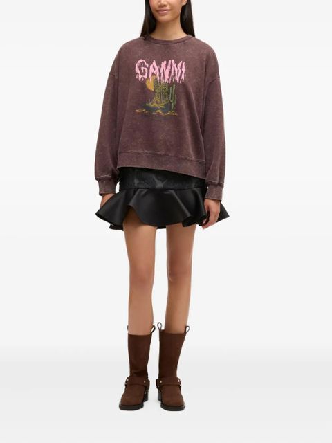 GANNI graphic-print sweatshirt - Brown