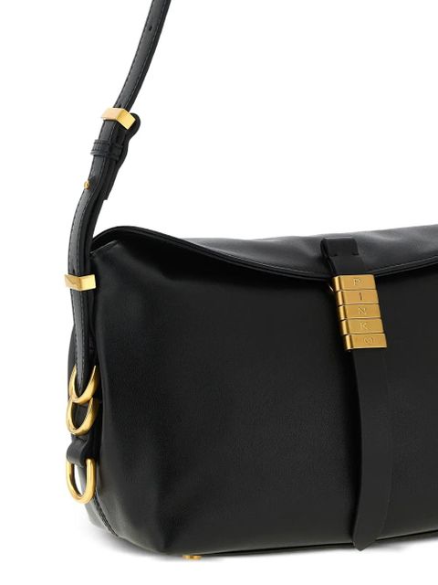 PINKO engraved-rings saddle shoulder bag - Black