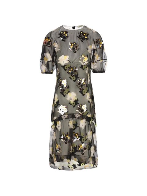 FENDI floral-print silk midi dress - Black - zdjęcie produktu nr 1