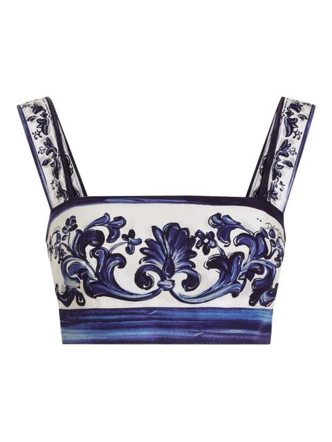 Dolce & Gabbana majolica print square-neck top - Blue - zdjęcie produktu nr 1