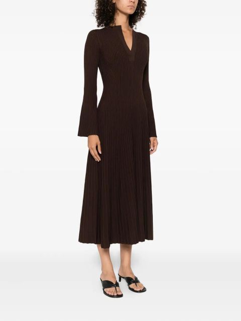 Simkhai ribbed bell-sleeve dress - Brown