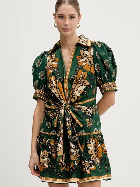 Farm Rio sukienka bawełniana kolor zielony mini rozkloszowana 351134 - zdjęcie produktu nr 1