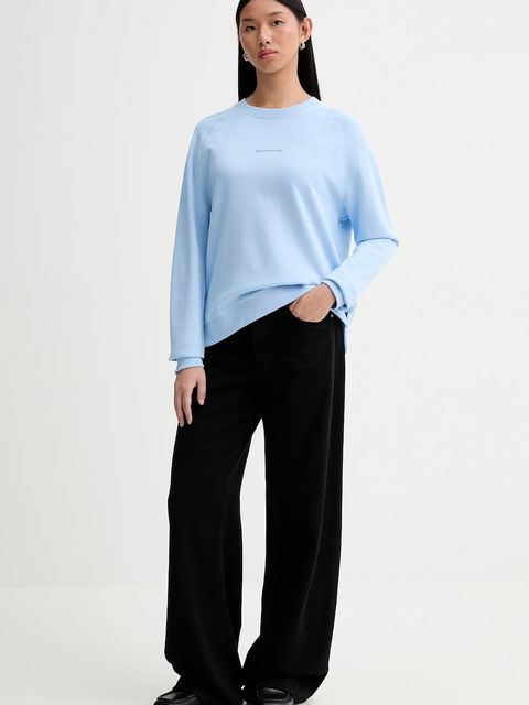 Marc O'Polo bluza bawełniana damska kolor niebieski gładka 5000009291