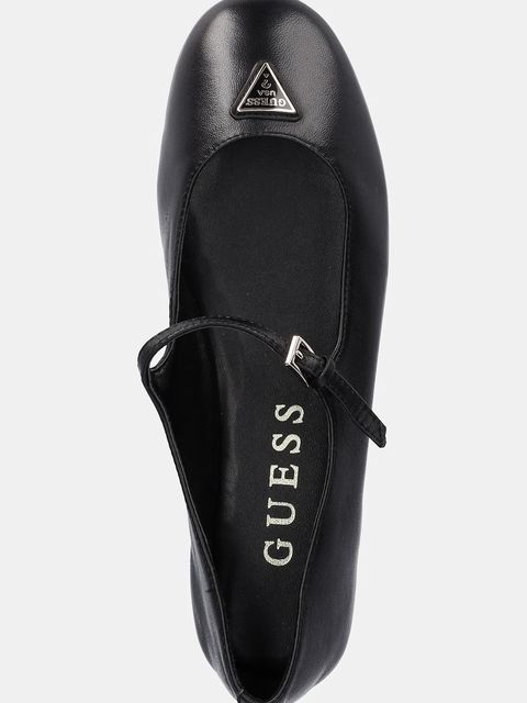 Guess baleriny skórzane KALIDA kolor czarny FLTKLD LEA02