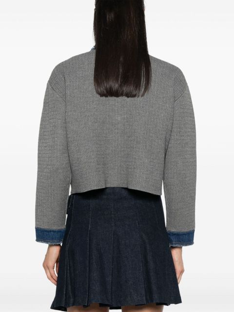 SANDRO cable-knit denim jacket - Grey