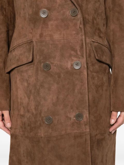 ducie Aggie double-breasted suede long coat - Brown