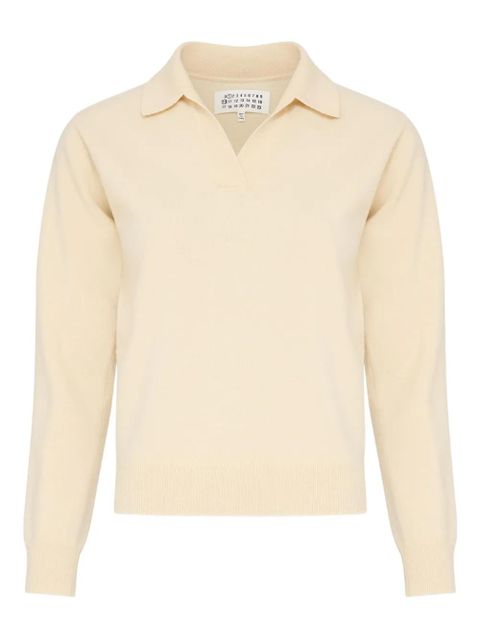 Maison Margiela virgin wool polo shirt - Neutrals - zdjęcie produktu nr 1