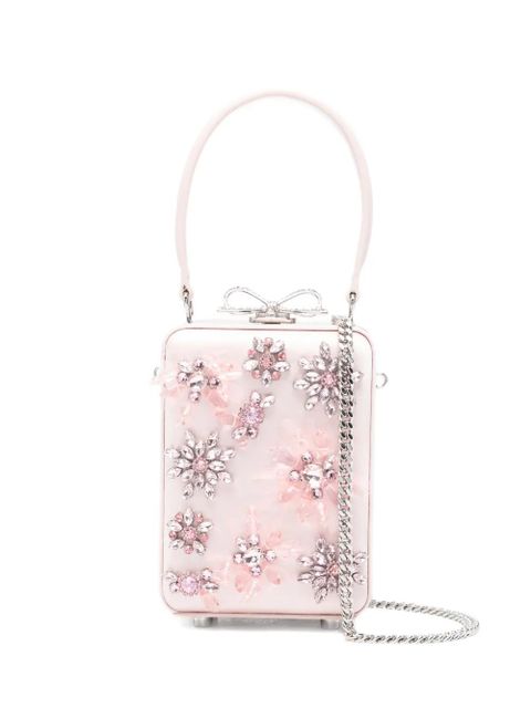 Self-Portrait mirco floral-embellished tote bag - Pink - zdjęcie produktu nr 1