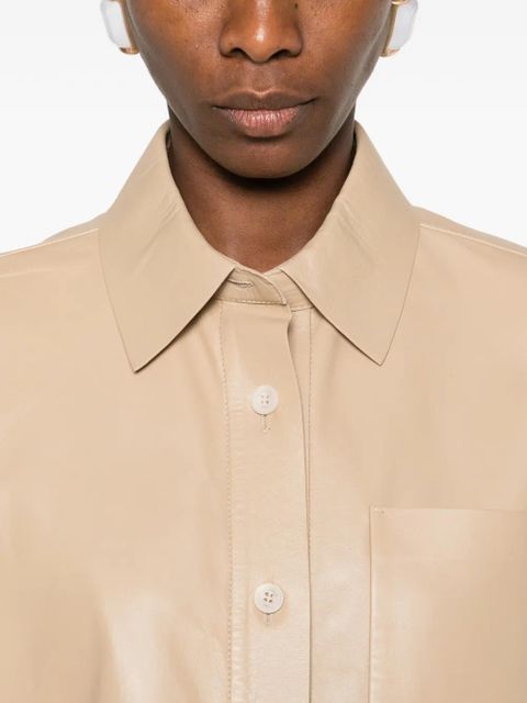 Max Mara Arcella cropped leather jacket - Neutrals
