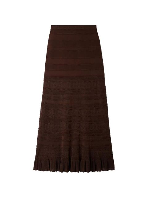 SANDRO ruffled knitted maxi skirt - Brown - zdjęcie produktu nr 1