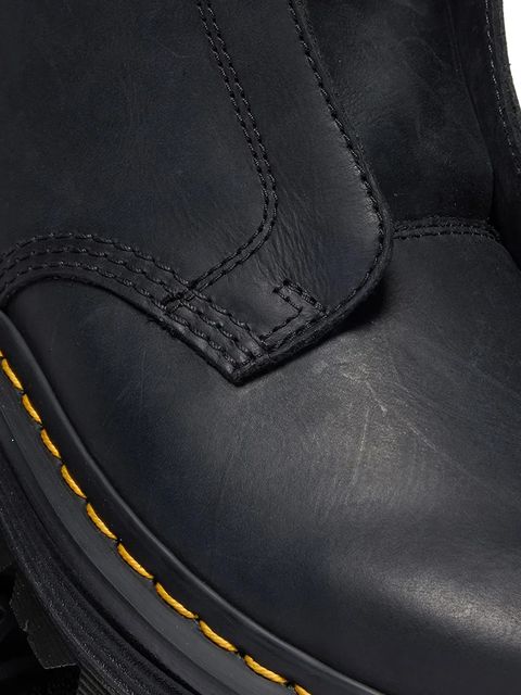 Dr. Martens botki skórzane ZebZag Laceless kolor czarny na płaskim obcasie lekko ocieplone DM42653001