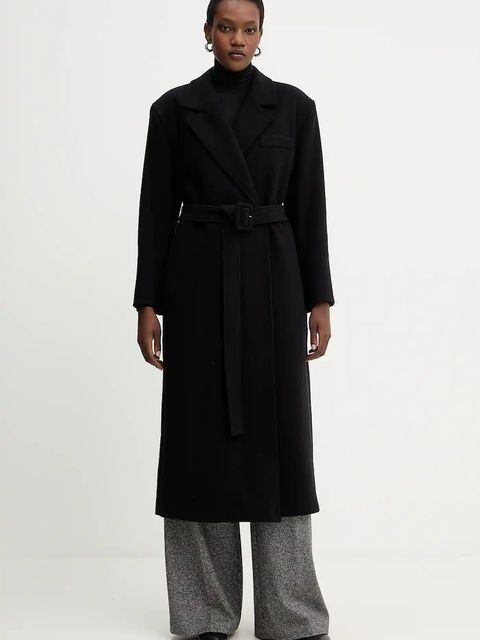 Marella płaszcz z wełną kolor czarny 2523016082200