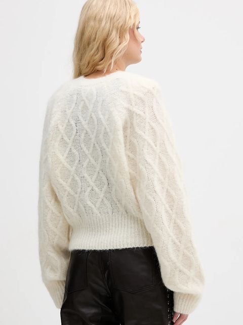 Rotate kardigan z dodatkiem wełny damski kolor beżowy 1154592344