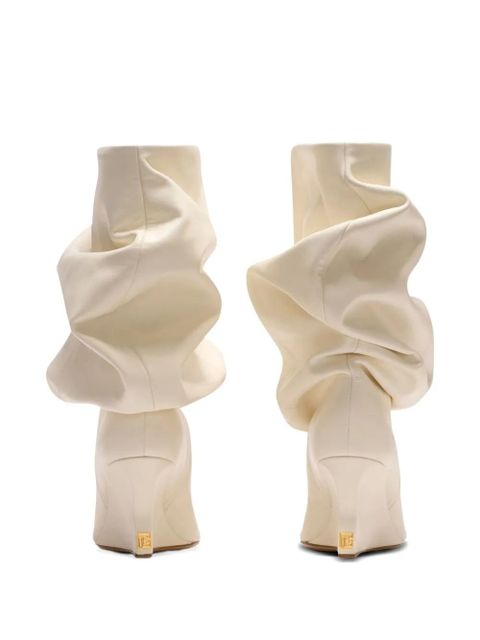Balmain 75mm slouchy wedge ankle boots - White