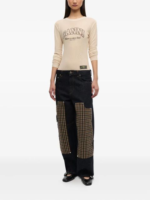 GANNI checked-panel jeans - Blue - zdjęcie produktu nr 2