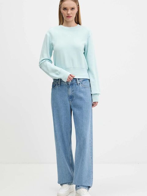 adidas bluza bawełniana All Szn French Terry damska kolor turkusowy gładka JV9820 - zdjęcie produktu nr 2