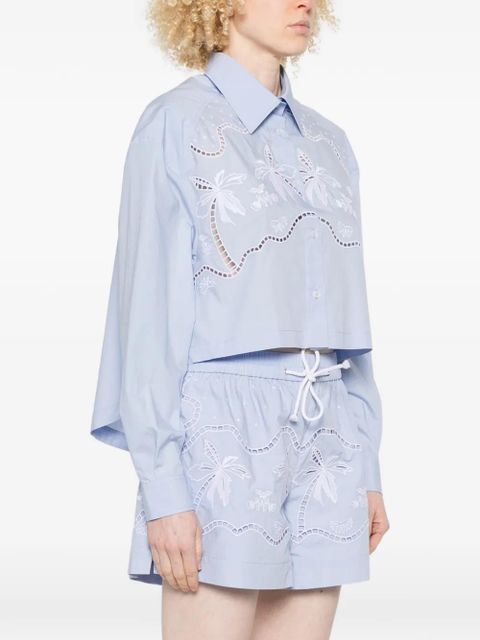 SANDRO embroidered-detail shirt - Blue