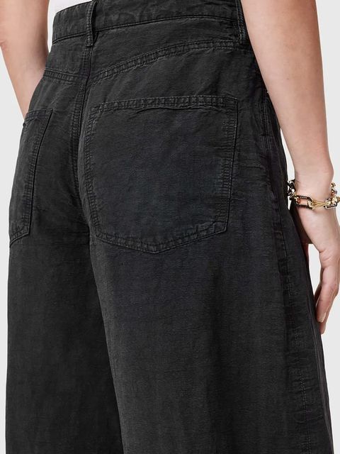 AllSaints spodnie JETT damskie kolor czarny szerokie high waist W077TC