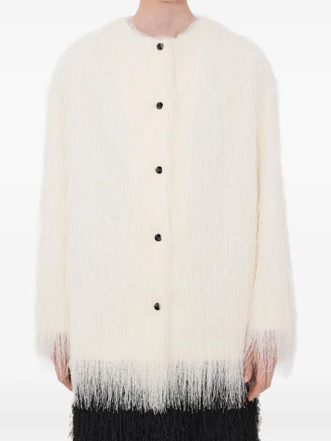 LouLou de Saison Filipo fringed-detail coat - White