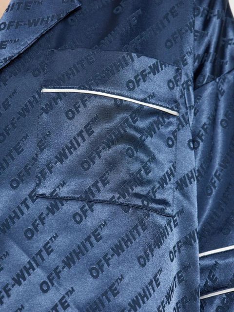 Off-White logo-print satin shirt - Blue