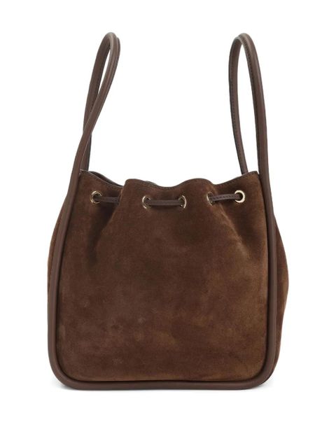 Prada small logo-plaque drawstring tote bag - Brown