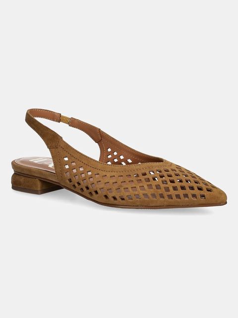 Answear.LAB baleriny zamszowe kolor brązowy z odkrytą piętą - zdjęcie produktu nr 1