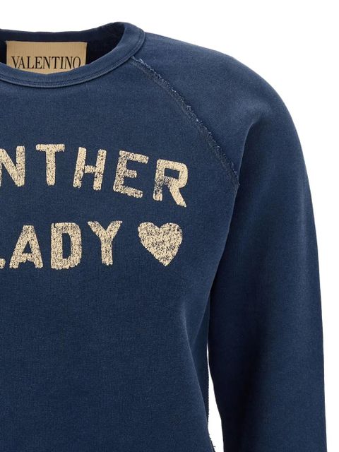Valentino Garavani Panther Lady-print crew-neck sweatshirt - Blue
