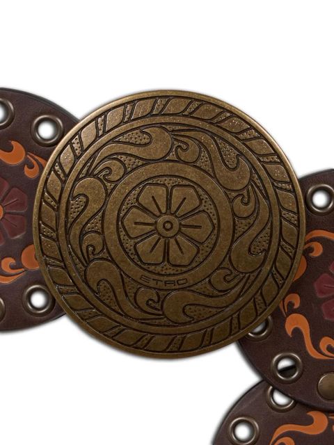 ETRO print studded leather belt - Brown