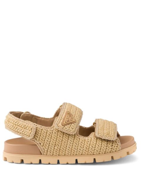 Prada logo-plaque woven sandals - Neutrals - zdjęcie produktu nr 1
