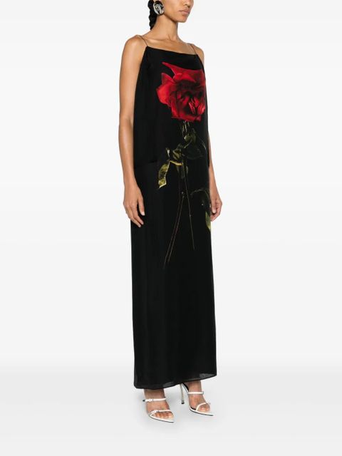 Alexander McQueen Shadow Rose-print silk dress - Black - zdjęcie produktu nr 2