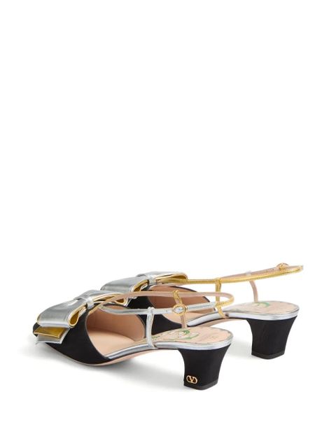 Valentino Garavani Bowow slingback pumps in moirè-fabric 45mm - Black