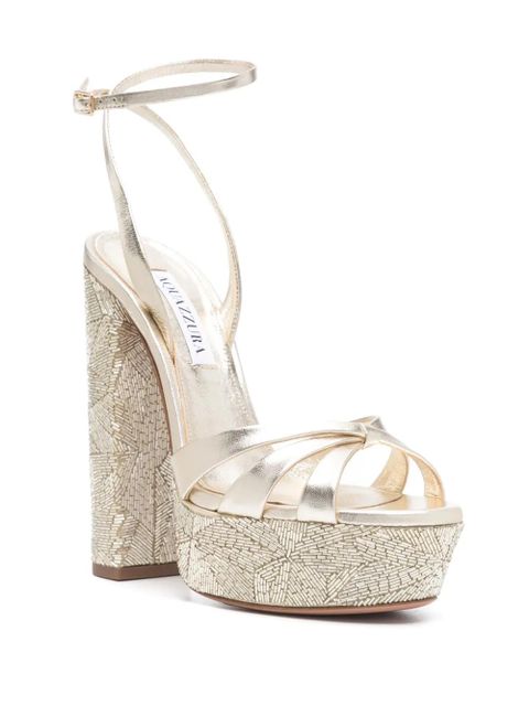 Aquazzura 150mm beaded sandals - Gold
