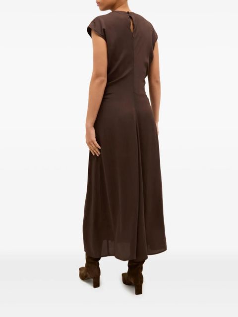 Marie Oliver Zuri cap-sleeve midi dress - Brown