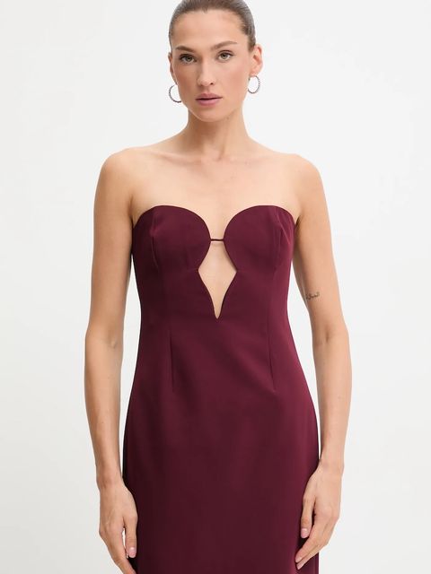 Bardot sukienka kolor bordowy midi dopasowana 57941DB3