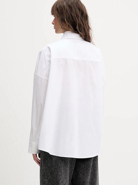 Hugo Blue koszula bawełniana Edafne_B damska kolor biały relaxed z kołnierzykiem klasycznym 50555625