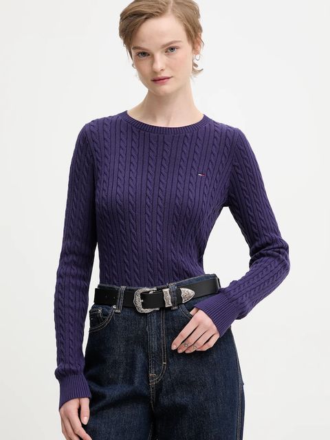 Tommy Jeans sweter bawełniany damski kolor fioletowy lekki DW0DW22165