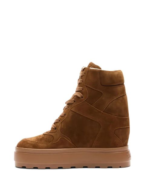 Casadei 80mm lace-up wedge-heel sneakers - Brown