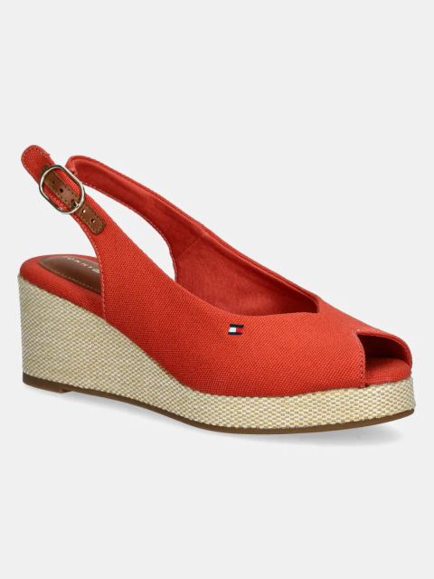 Tommy Hilfiger sandały FLAG MID WEDGE ESPAD SLINGBACK kolor czerwony FW0FW08595