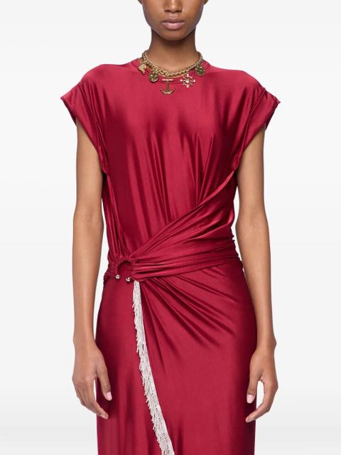 Rabanne fringe-detailed gathered dress