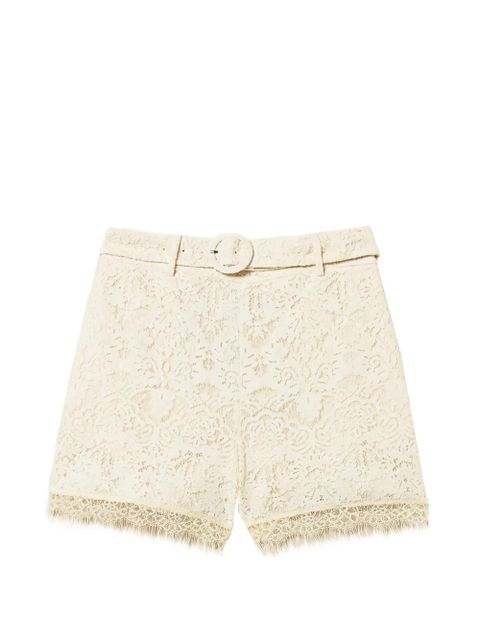 TWINSET lace-embellished belted shorts - Neutrals - zdjęcie produktu nr 1