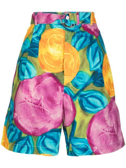 Marni floral-print belted-waist shorts - Multicolour - zdjęcie produktu nr 1