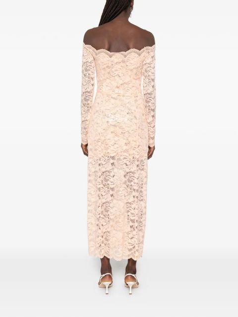 Rabanne floral-lace long-sleeve midi dress - Pink