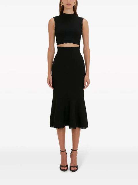 Victoria Beckham VB Body scallop-trim flared skirt - Black - zdjęcie produktu nr 2