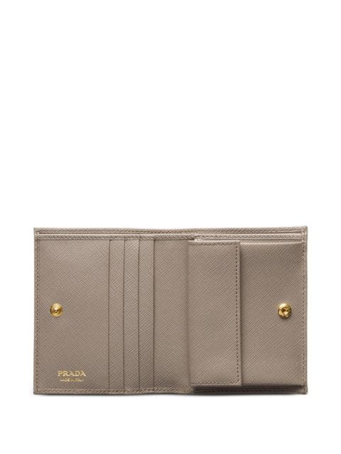 Prada triangle-logo saffiano leather wallet - Neutrals