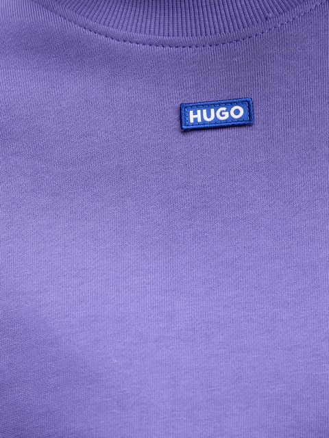 Hugo Blue bluza bawełniana damska kolor fioletowy z aplikacją 50534344