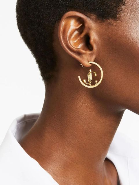 Jimmy Choo logo-lettering medium hoops - Gold - zdjęcie produktu nr 2