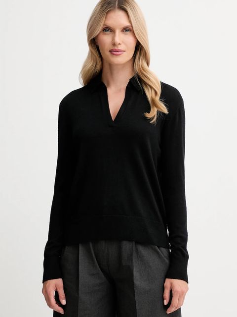 Calvin Klein sweter z dodatkiem wełny damski kolor czarny lekki LV044A305G - zdjęcie produktu nr 1