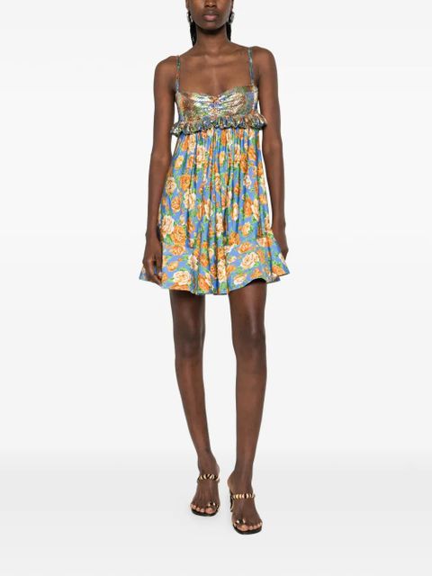 Rabanne ruffled floral mini dress - Blue - zdjęcie produktu nr 2