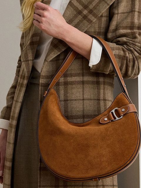 Lauren Ralph Lauren torebka zamszowa kolor brązowy 431980157